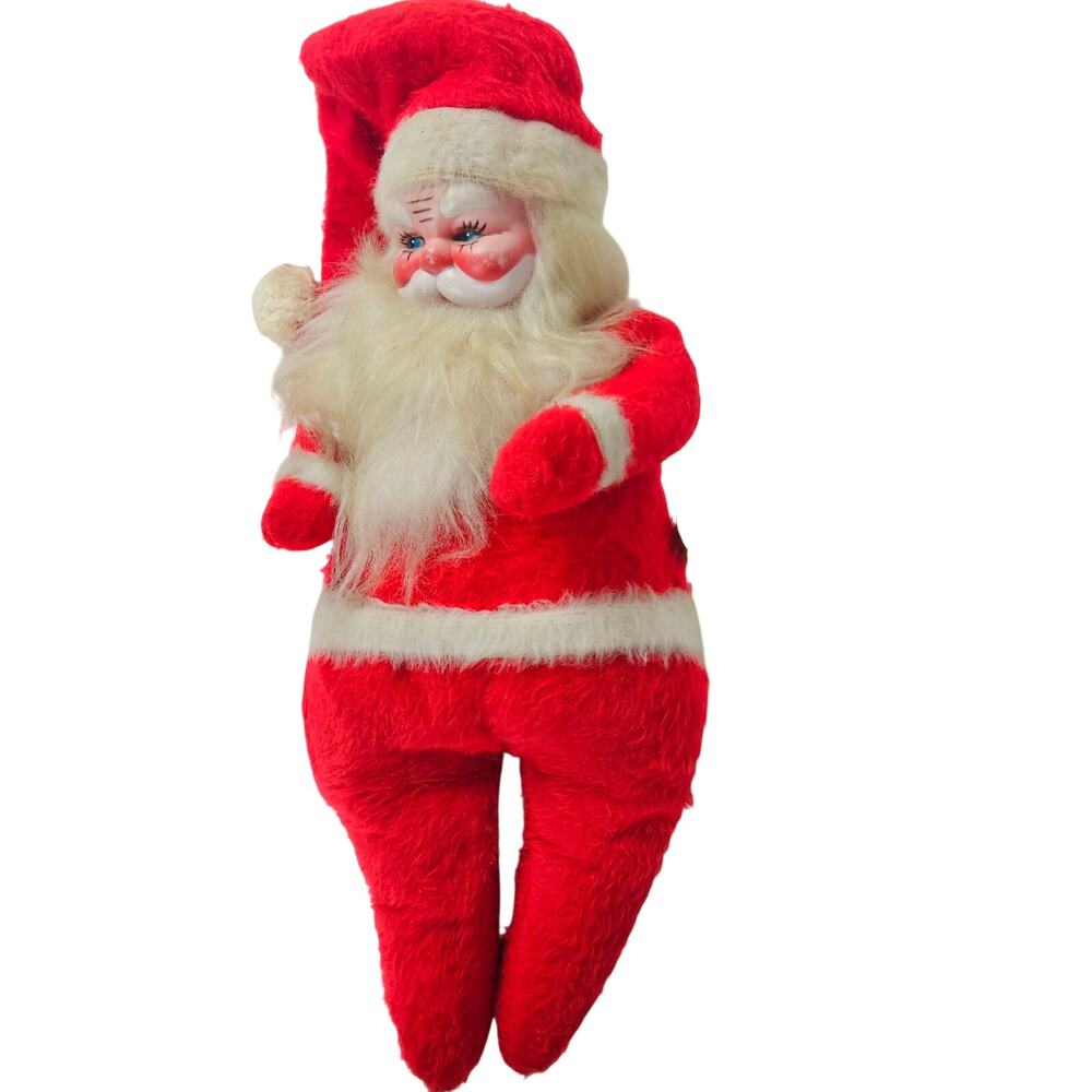 VTG MCM painted plastic face Santa Claus doll felt body Beloved Toys